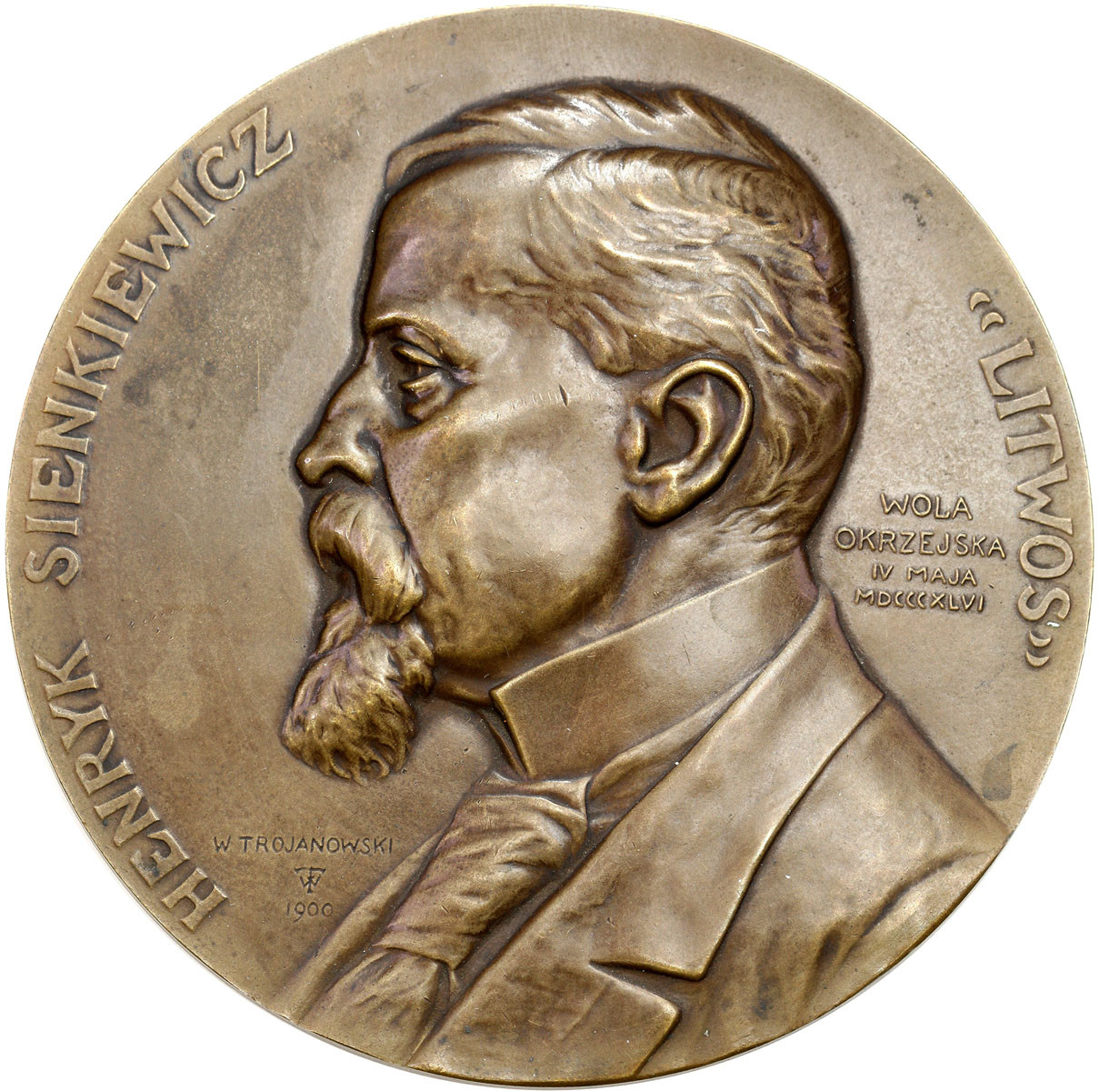 Polska, Henryk Sienkiewicz medal pamiątkowy 1900, Paryż